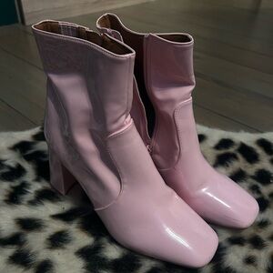 BEAST FASHION Pink Heeled Boots Sleek Design
